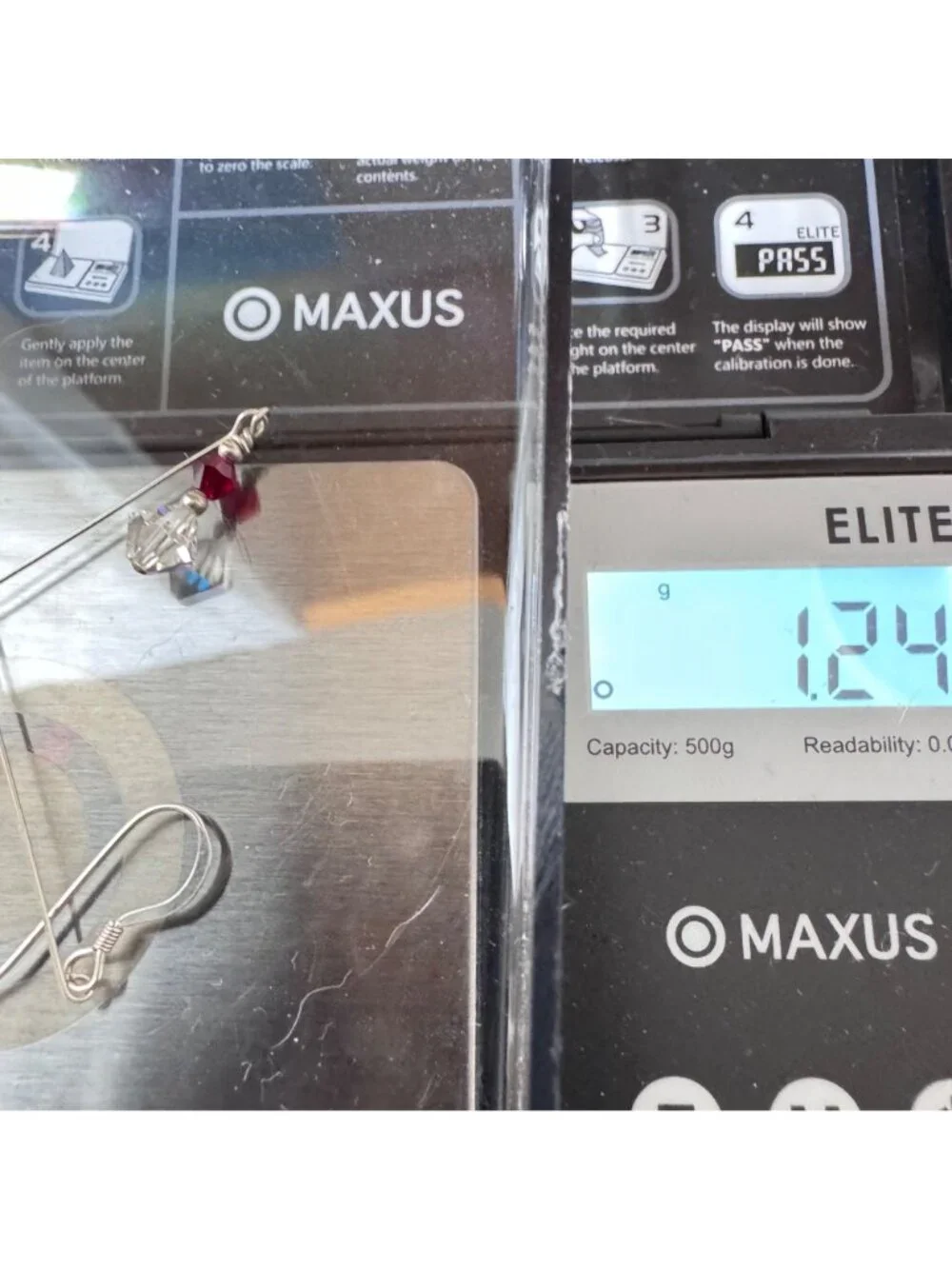 White & Red Crystal Sterling Silver 925 Long Dangle Earrings 2.75